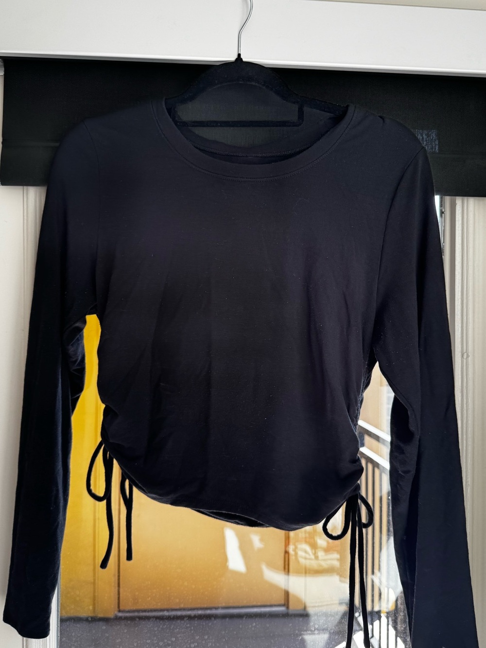 Abercrombie & Fitch Black Long-Sleeve Side Drawstring Top